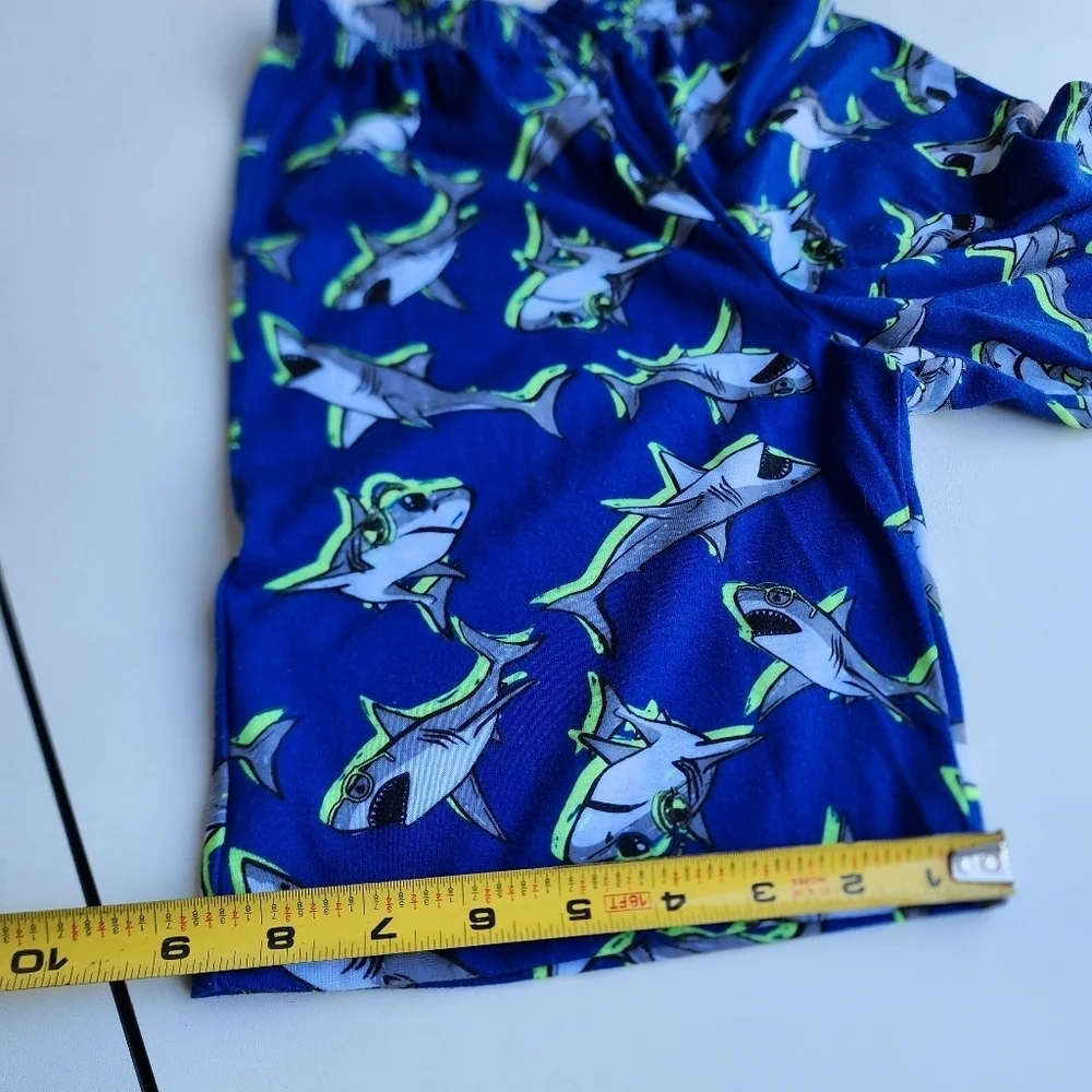 Wonder Nation Boys Pajama Shorts Sleep Set 2-Piece Set Blue Gray Sharks Fleece 8